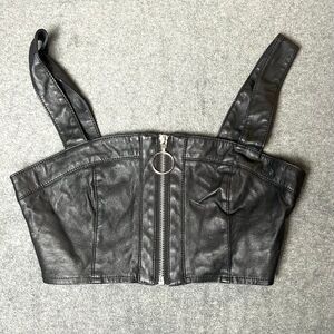 Faux Leather Zipper Crop Tank Top Forever 21 Womens Size Small Black